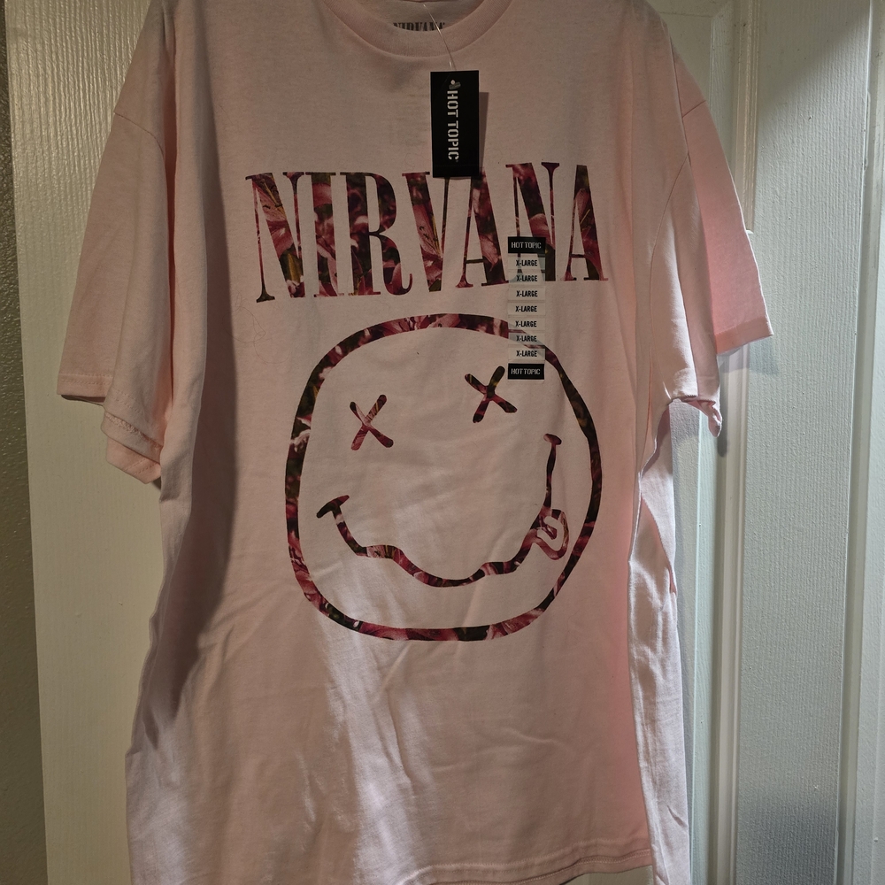 Hot Topic Nirvana Light Pink Graphic Tee